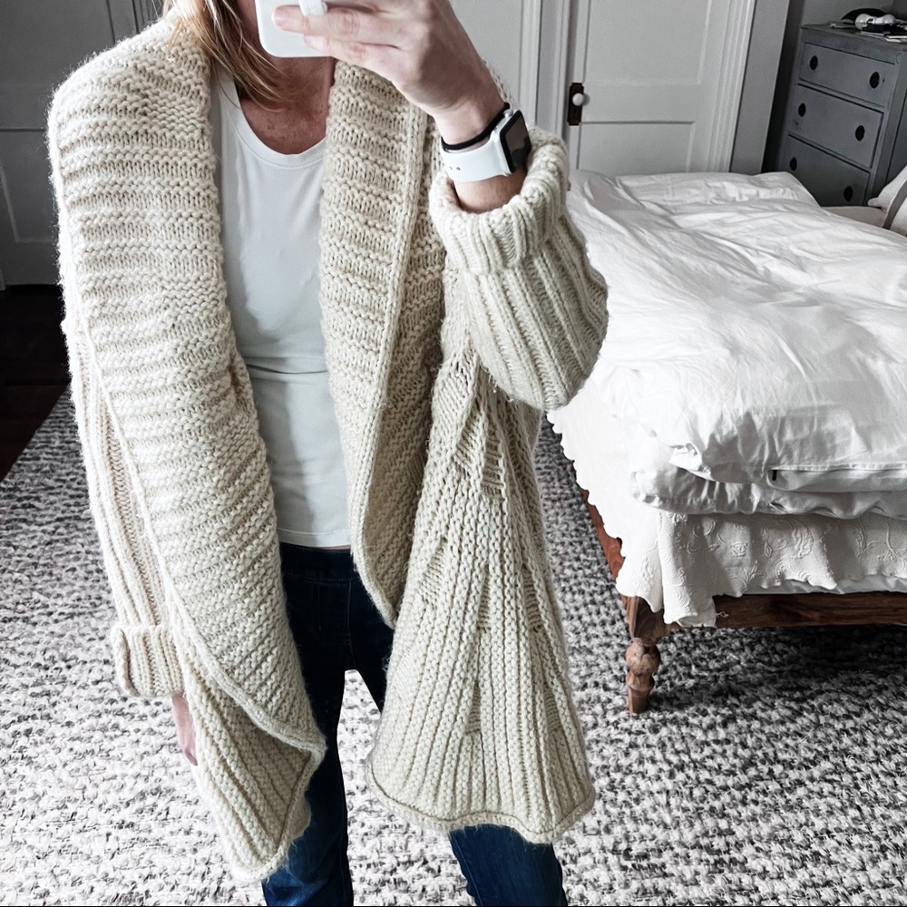 Anthropologie Cream Knit Cardigan